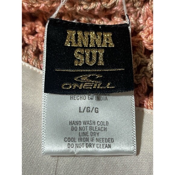 ANNA SUI for O'Neill Hi Bottoms Woman’s L Multi Color Crochet Love Birds Swim - Picture 6 of 9